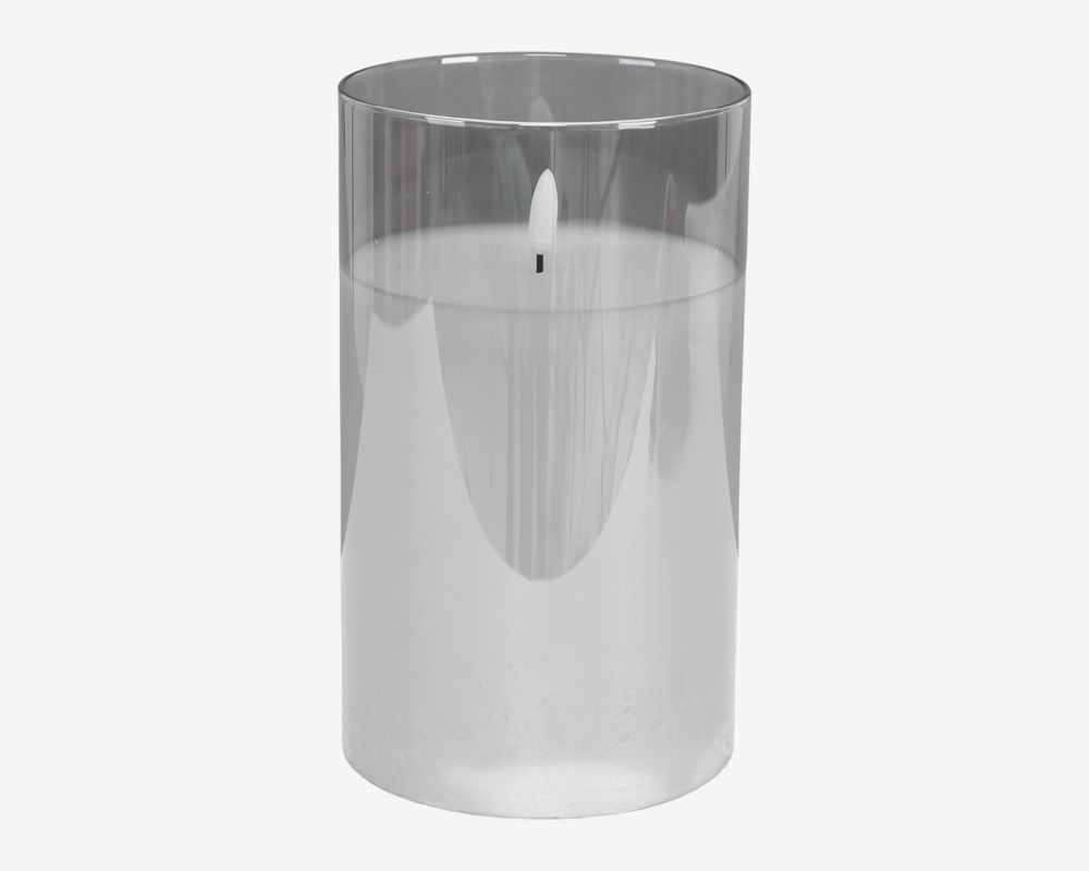 LED Lys Cylinder 3D I Glas Grå H.20 cm 