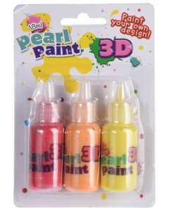 3D Pearl paint 3-pak - Assorterede farver