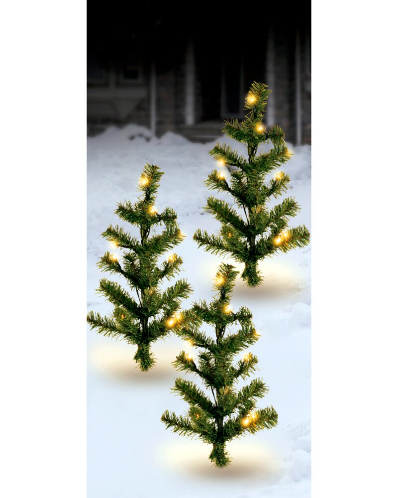 Nowel Grantræer med LED og timer 60 cm 3-pak