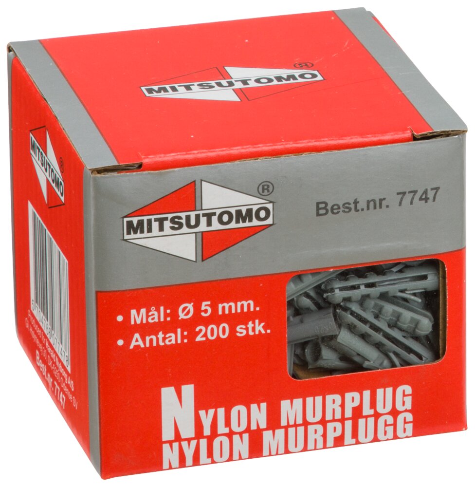 Mitsutomo Nylon murplug 5 mm 200 stk.