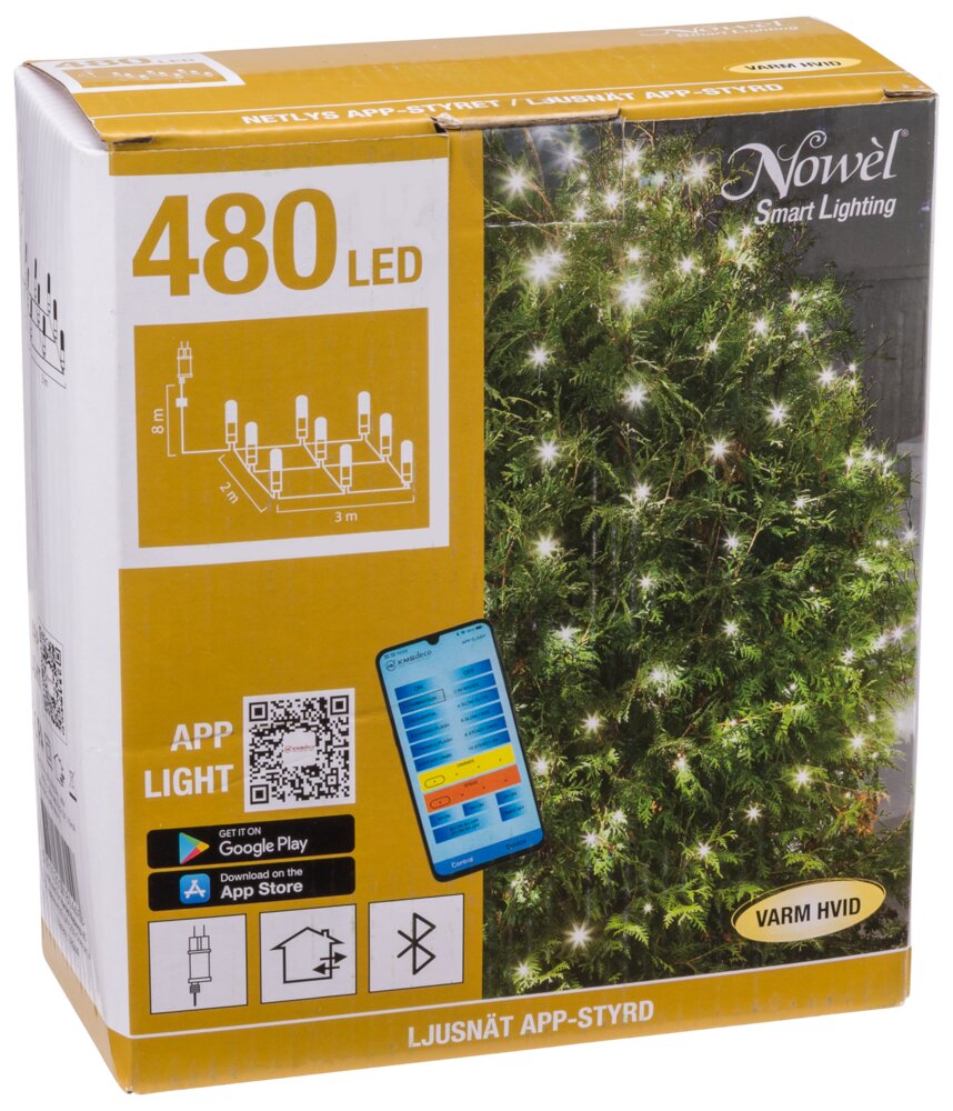 Nowel APP-styret netlys 480 varm hvid LED