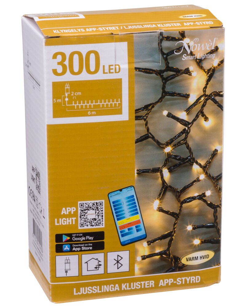 Nowel APP Klyngelys 300 LED varm hvid