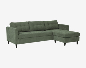 Sofa m/Chaiselong Grøn Fløjl