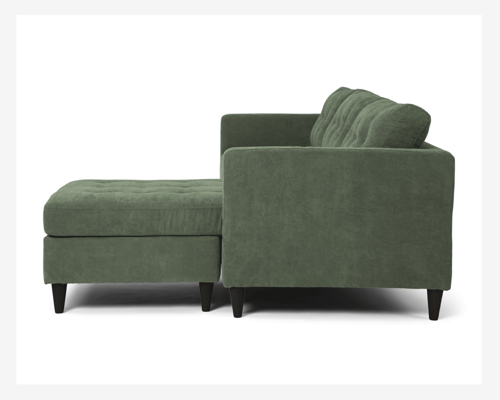 Sofa m/Chaiselong Grøn Fløjl