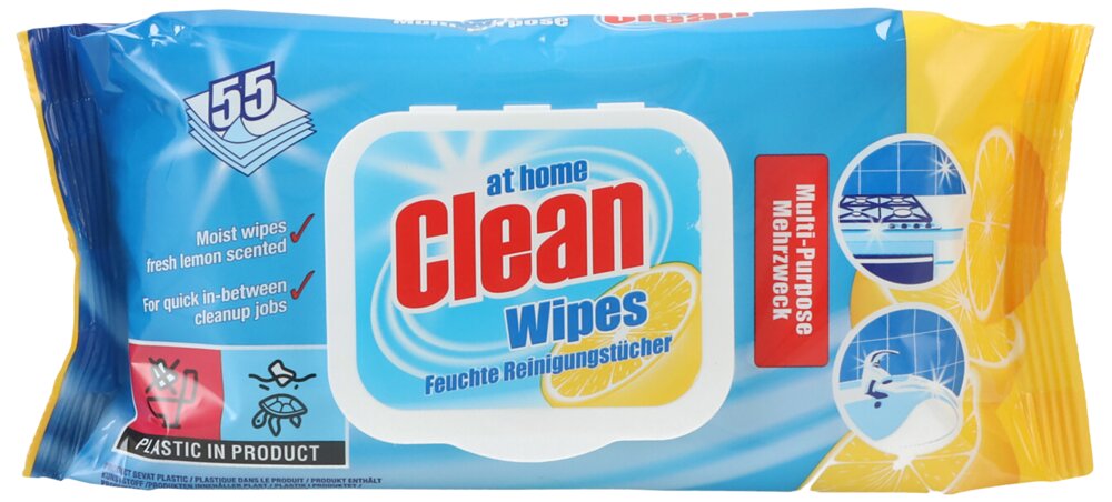 At Home Clean Rengøringsserviet lemon 55-pak