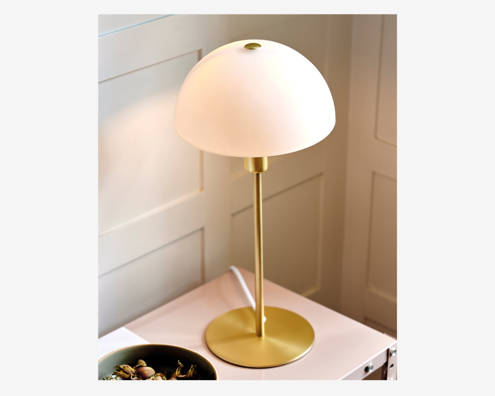 Bordlampe Ellen Opal/messing H.41,5 cm