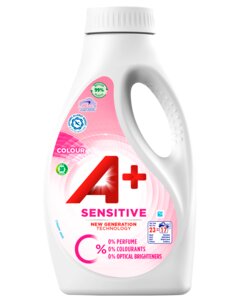A+ Sensitive Vaskemiddel flydende 880 ml - colour