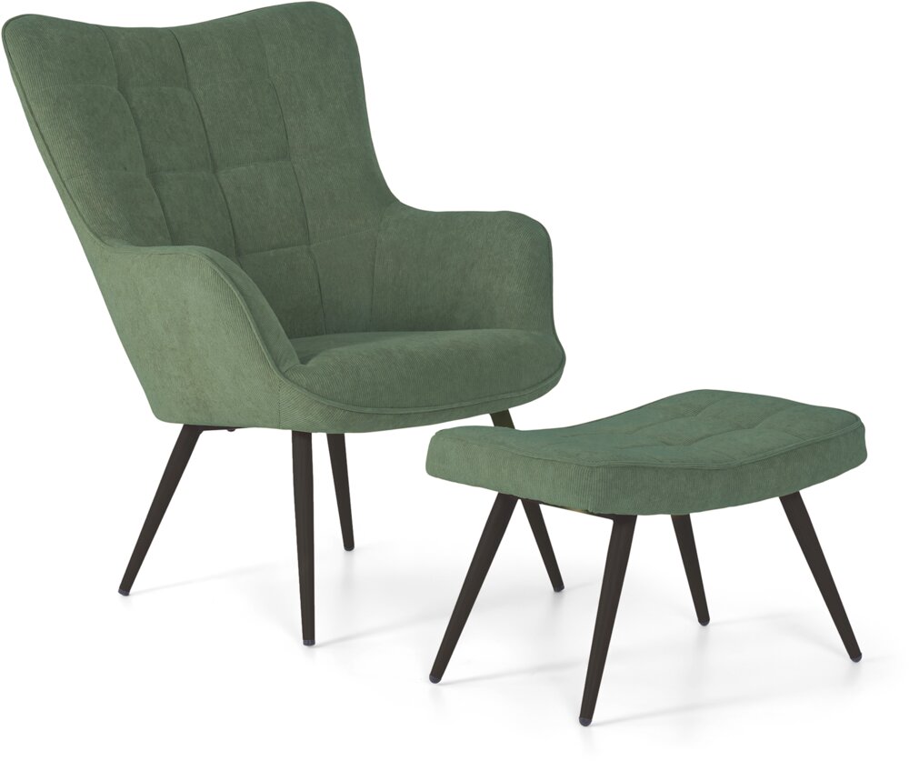 fordelagtige vedlægge Meander Sofa med chaiselong og stol med skammel - grøn