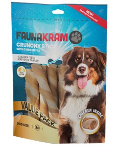 Faunakram Hundesnacks Dental stick med kylling 250 g