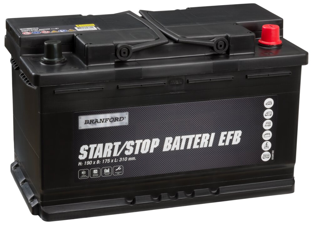 BRANFORD Autobatteri Start/Stop EFB 80Ah +højre