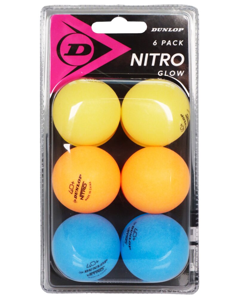 DUNLOP Bordtennisbold Nitro glow 6 -pak - G/O/B