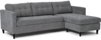 Sofa med chaiselong og stol med skammel -grå
