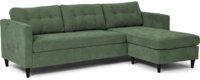 Sofa med chaiselong og stol med skammel - grøn