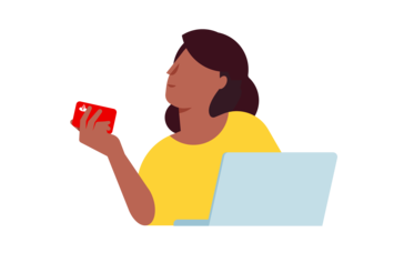 Illustration af dame med betalingskort