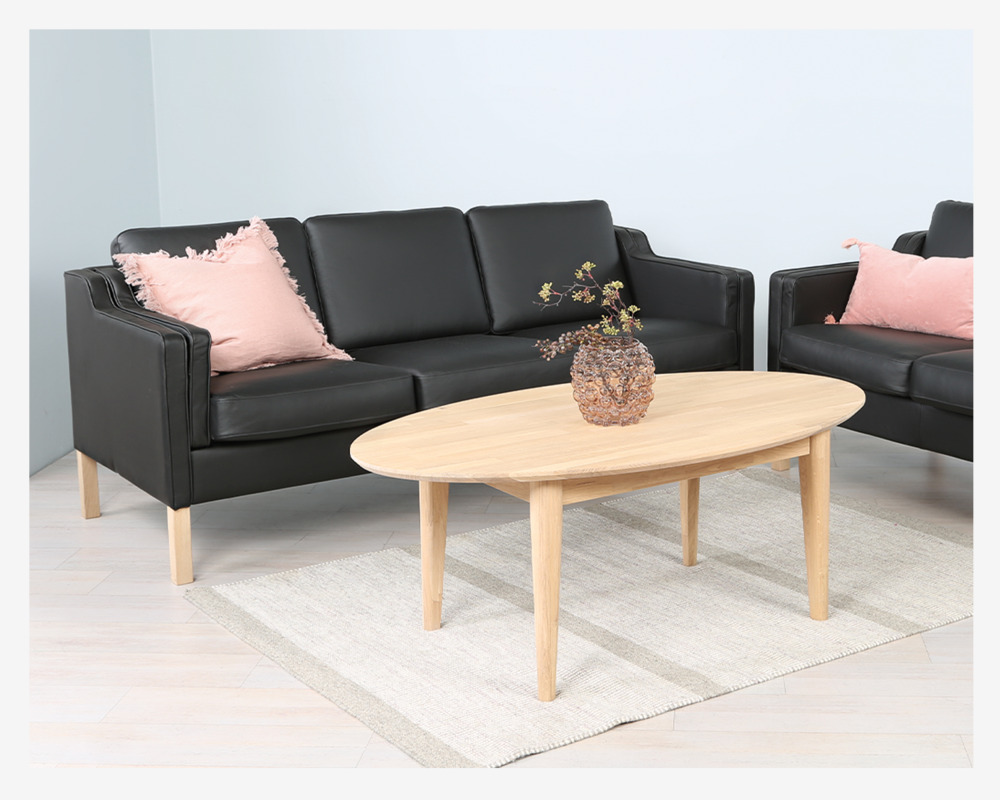 Sofa 3 Pers. Klassisk Design Sort Læder