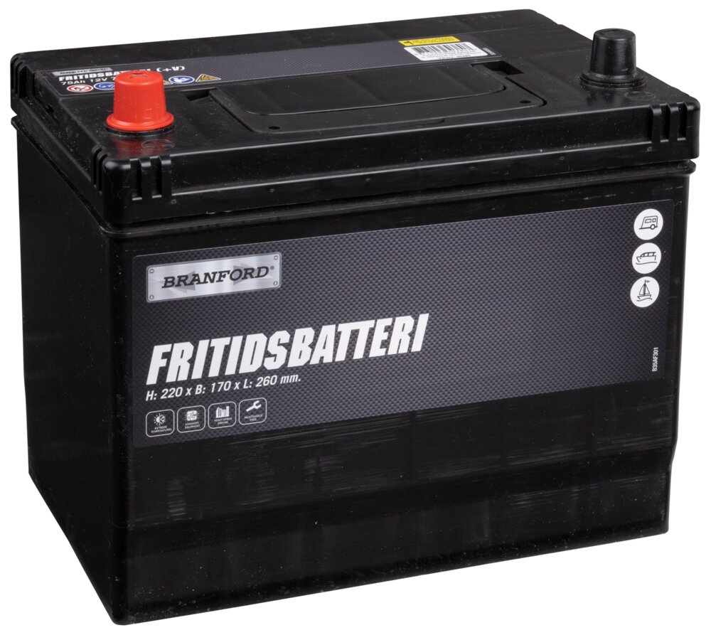 BRANFORD Fritidsbatteri 12V 75 Ah (+v)