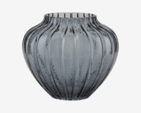 Vase Grå Med Riller H.17,5cm