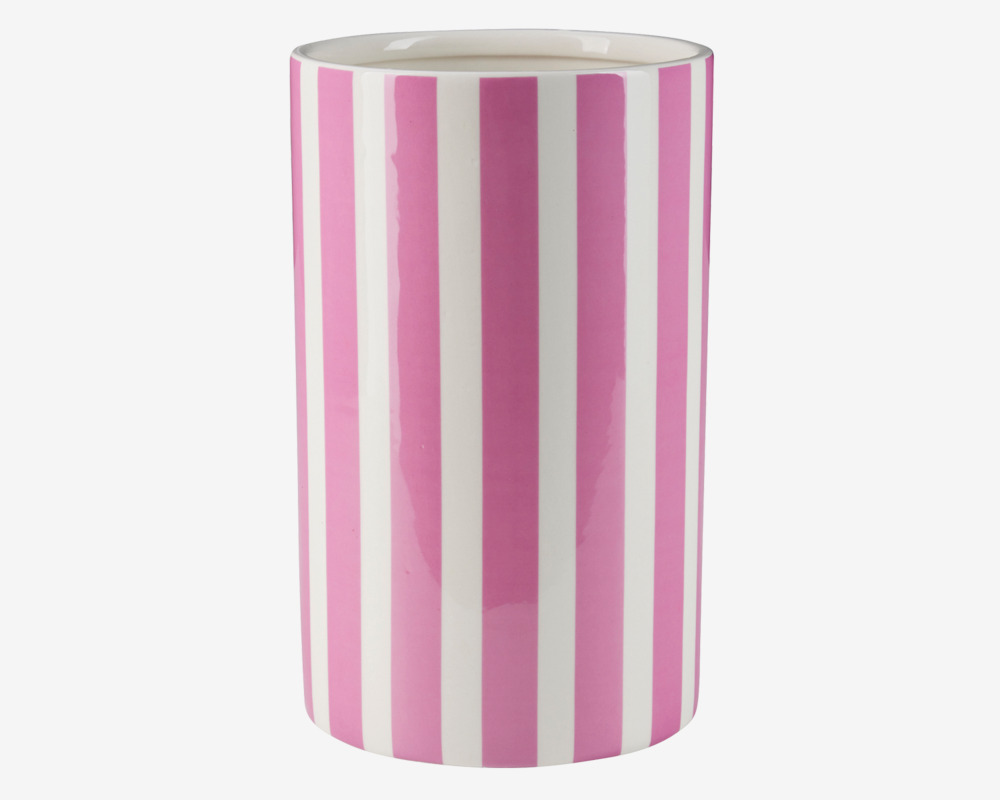 Vase Med Striber Pink/Hvid