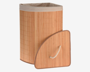 Hjørne Vasketøjskurv Bambus H.60 cm 