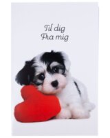 Kort med kuvert 11x17 cm - hund med hjerte