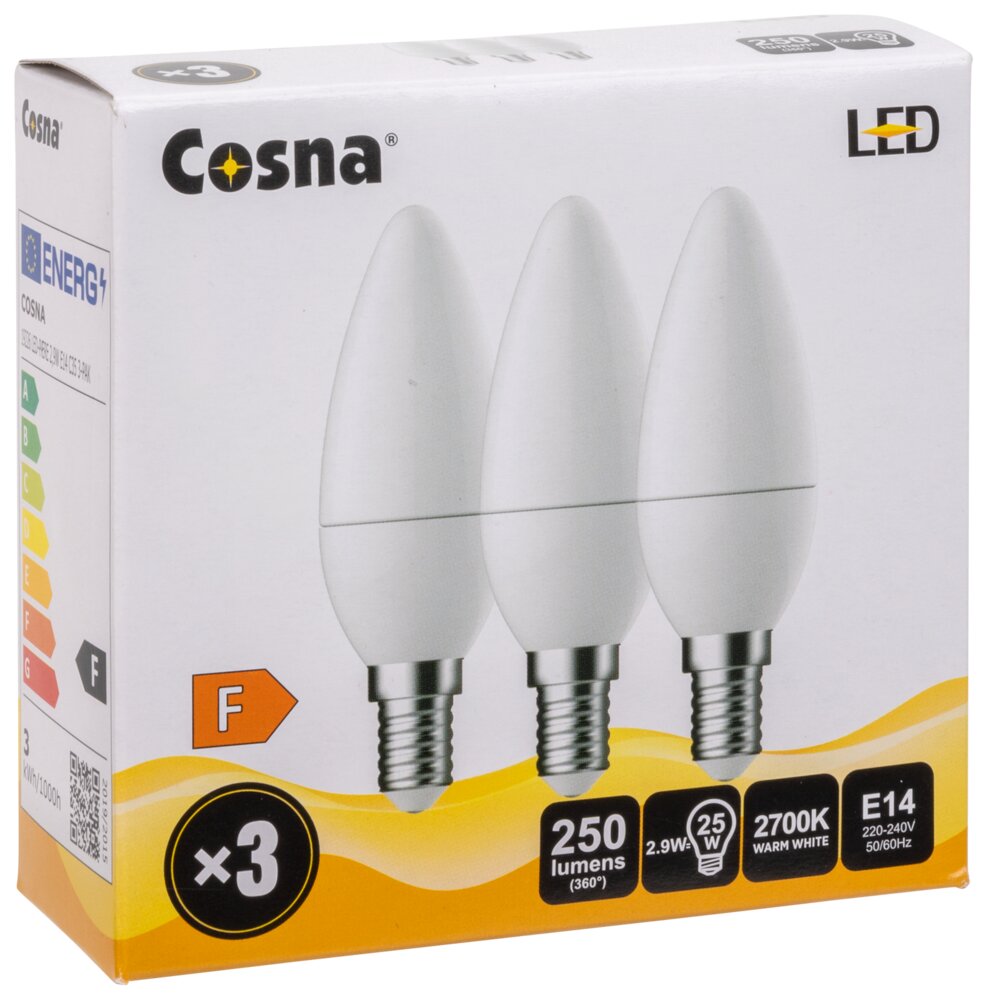 Cosna LED-pære 2,9W E14 C35 3-pak