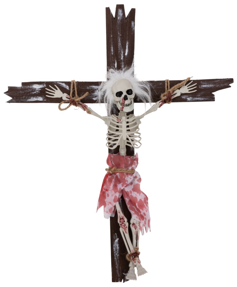Halloween Skelet på kors H. 57 cm