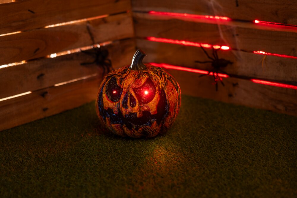 Halloween Græskar råddent Ø21,5 cm med LED