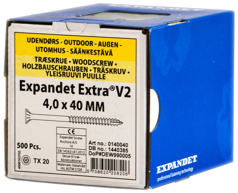 EXPANDET Spånskrue 4 x 40 mm TX20 500 stk.