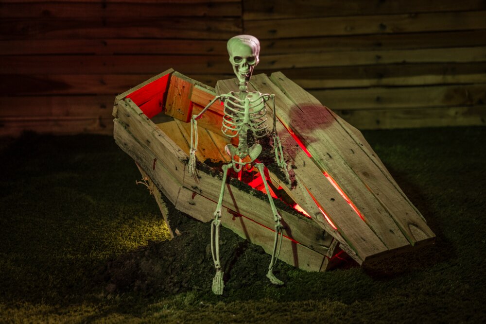 Halloween Skelet med jordspyd H. 74 cm