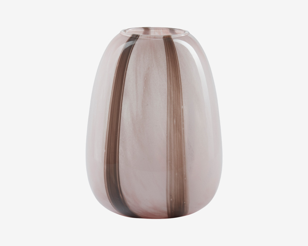 Vase Stribet Rosa/Brun H.20 cm 