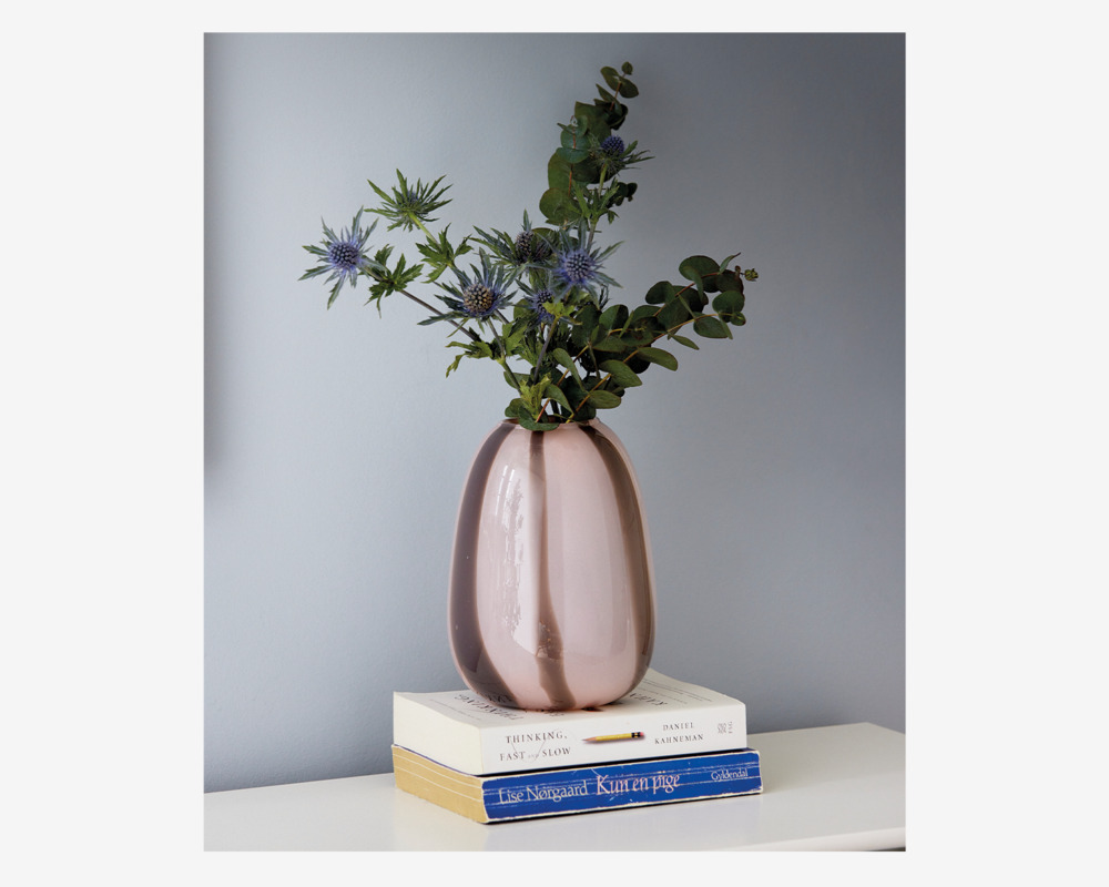 Vase Stribet Rosa/Brun H.20 cm 