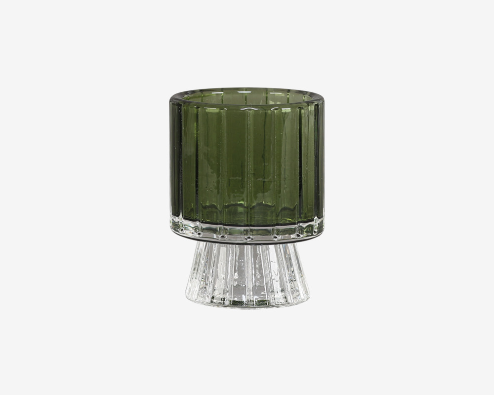 Fyrfadsstage Grøn Glas H.8 cm 