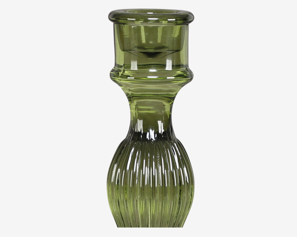 Lysestage Glas Grøn H.20 cm 