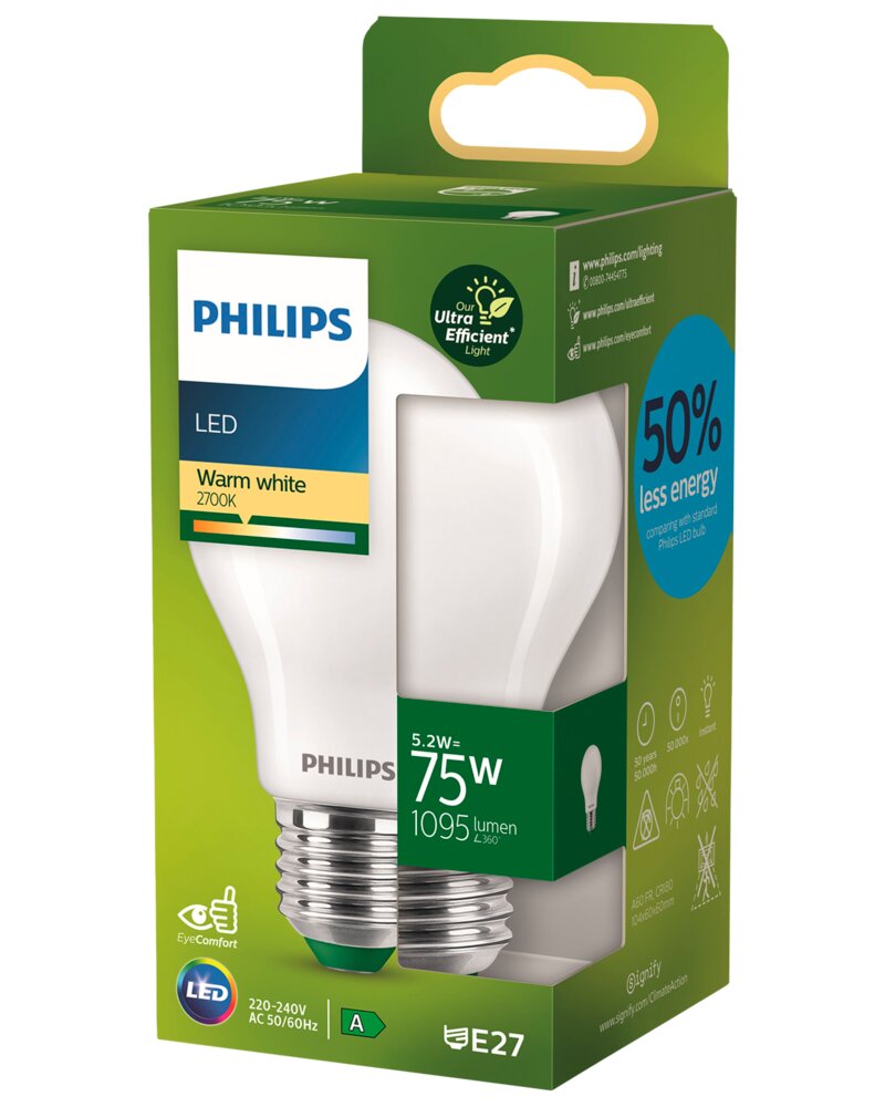 PHILIPS LED-pære filament 5,2W E27 A60