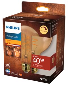 PHILIPS LED-pære filament 5,5W E27 G95