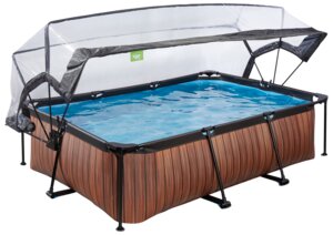 EXIT TOYS Pool 220x150 cm med pumpe og skærm - brun