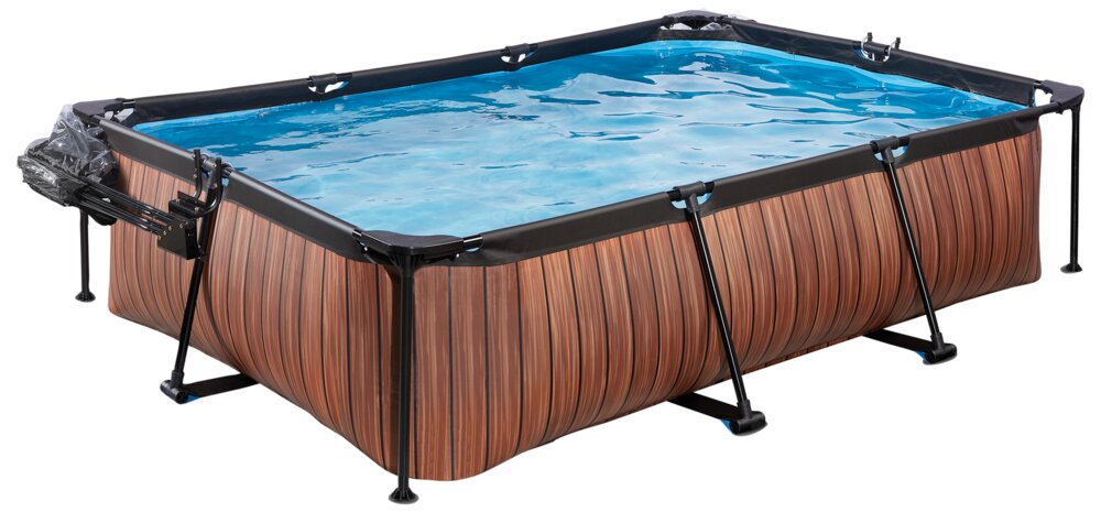 EXIT TOYS Pool 300x200 cm med pumpe og skærm - brun