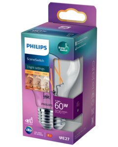 PHILIPS LED filamentpære Scene Switch 7,5W E27