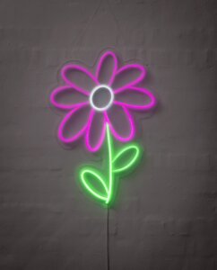 Neonskylt blomma 50 cm
