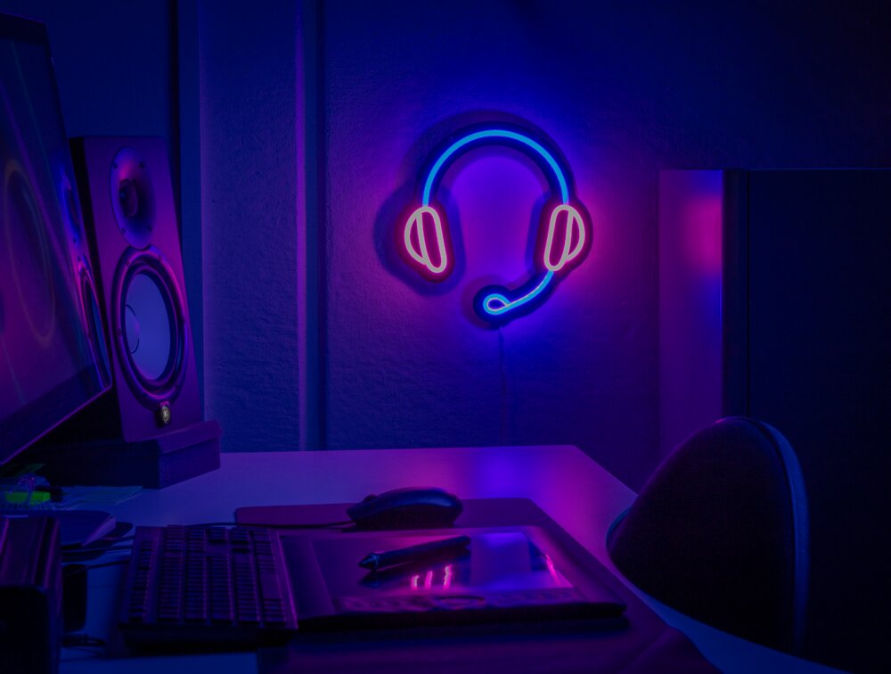 Neonskylt headset