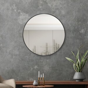 Vægspejl rundt Ø60 cm - sort