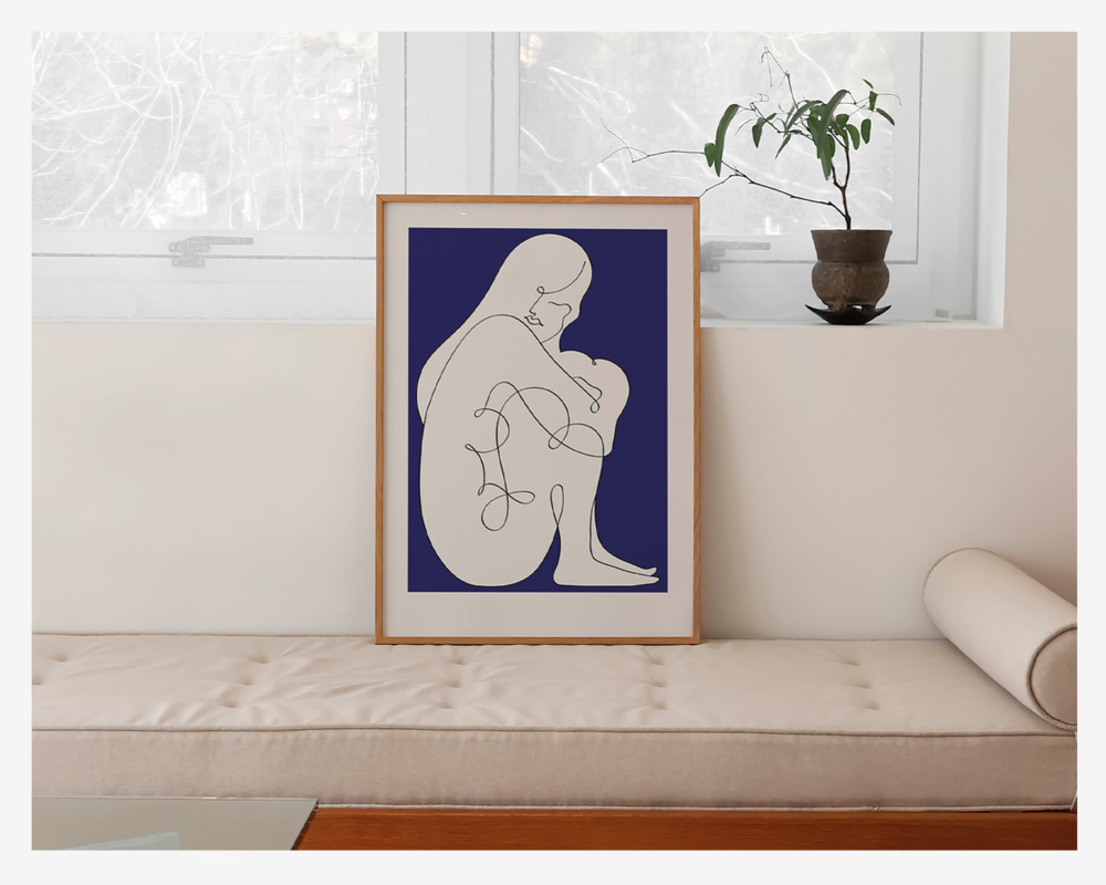 Plakat Sitting Woman Blue 