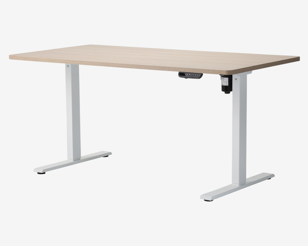 Hæve-Sænkebord 80x160 cm Hvid/Eg