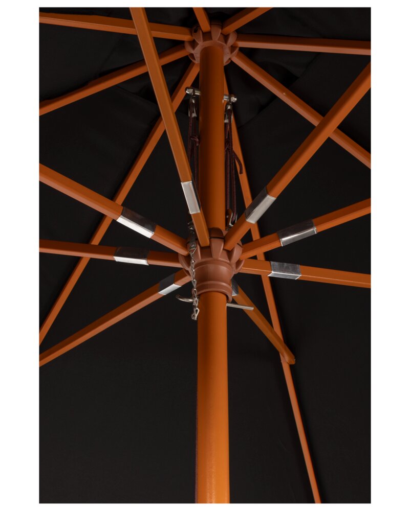 Parasol med træstok 3 x 3 m - sort