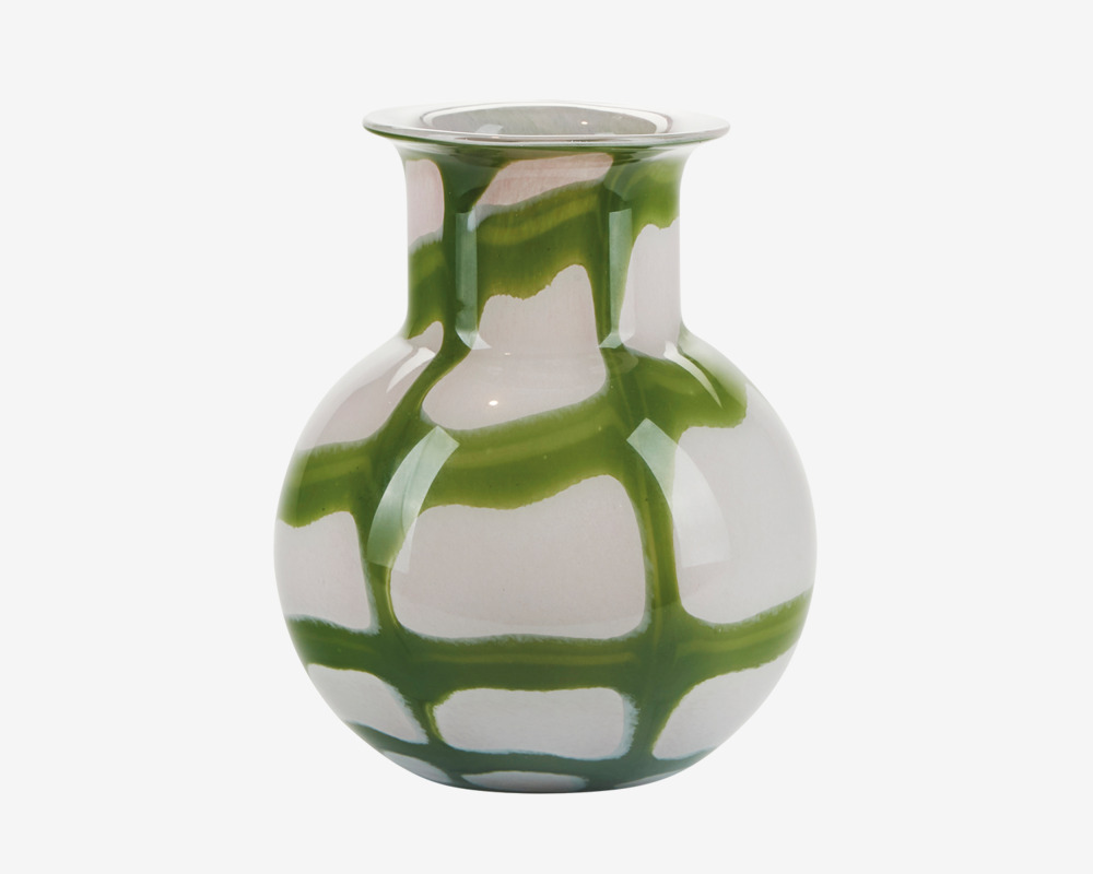 Vase Mønster Rosa/Grøn H.17.5 cm 