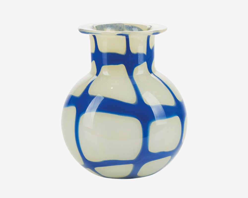 Vase Mønster Gul/Blå H.17.5 cm 
