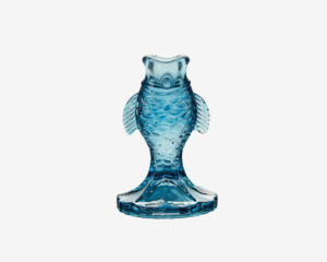 Fisk Lysestage Blå H.12 cm 