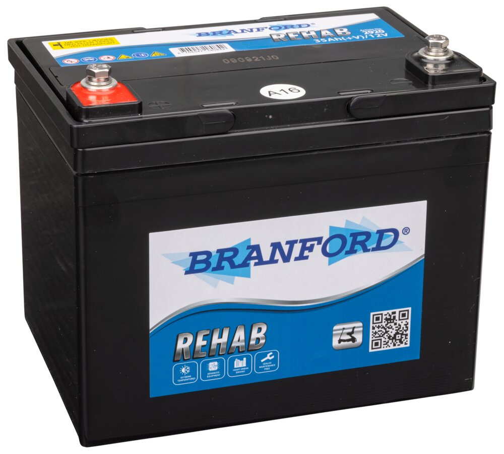 BRANFORD - REHAB-batteri til el-scooter 35Ah 12V +venstre